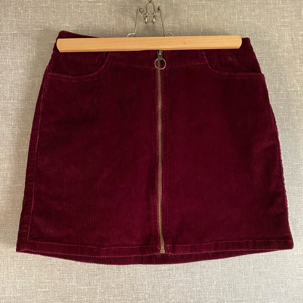 Mudd Corduroy Burgundy Zip Up Skirt